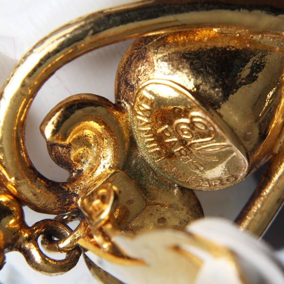 Emanuel Ungaro Earrings Oversized Dangle Rhinestones Baroque Statement 5in 80s - Picture 9 of 9